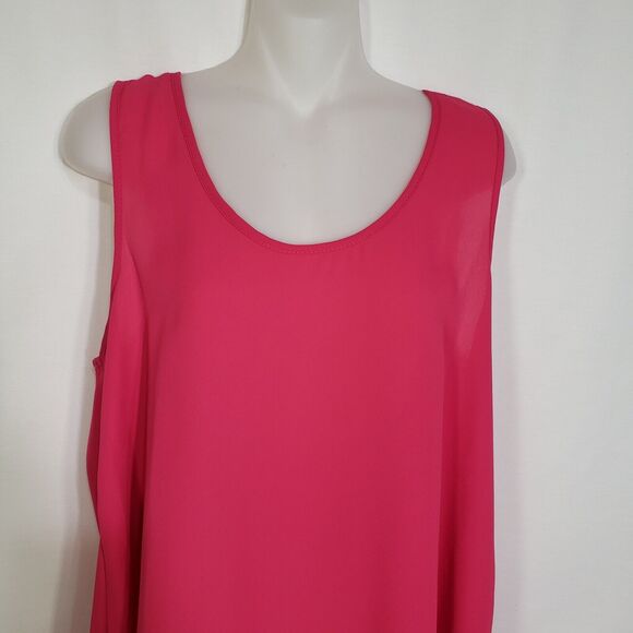 Maurices Womens Top Large Pink Sleeveless Bow Hi Low Scoop Neck Blouse Polyester - Picture 4 of 9